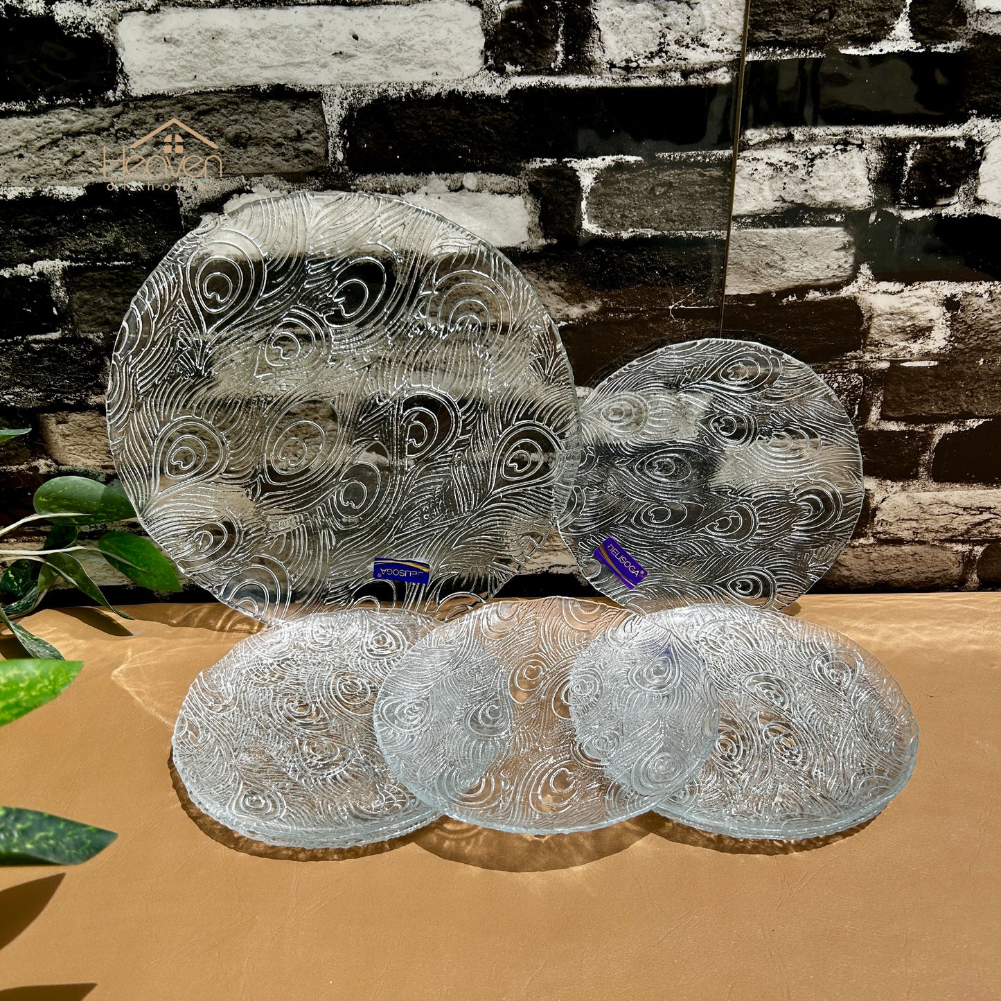 Delisoga® Premium 7-Piece Glass Cake Set – 1 Large Plate & 6 Quarter Plates for Snacking & Serving