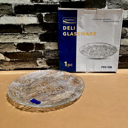 Delisoga® 1-Piece Clear Glass Serving Plate – Transparent Round Platter for Snacks & Appetizers 10 inches- P03-10B