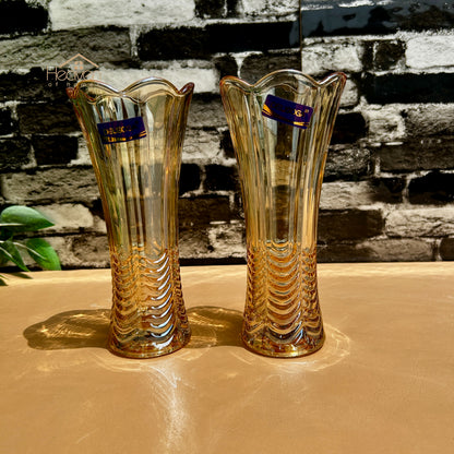 Delisoga® Set of 2 Golden Glass Vases – Elegant Home Decor for Flowers & Arrangements