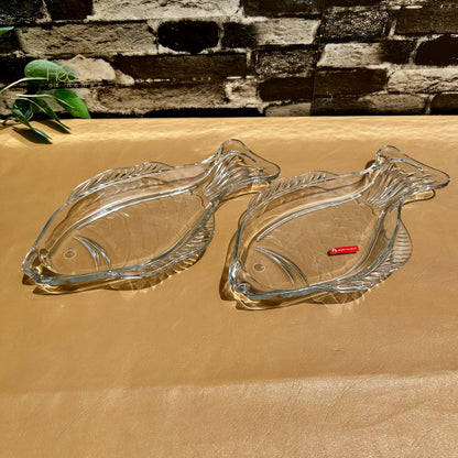 Heaven® 2-Piece Fish Style Dishes-Transparent Glass 10 Inches