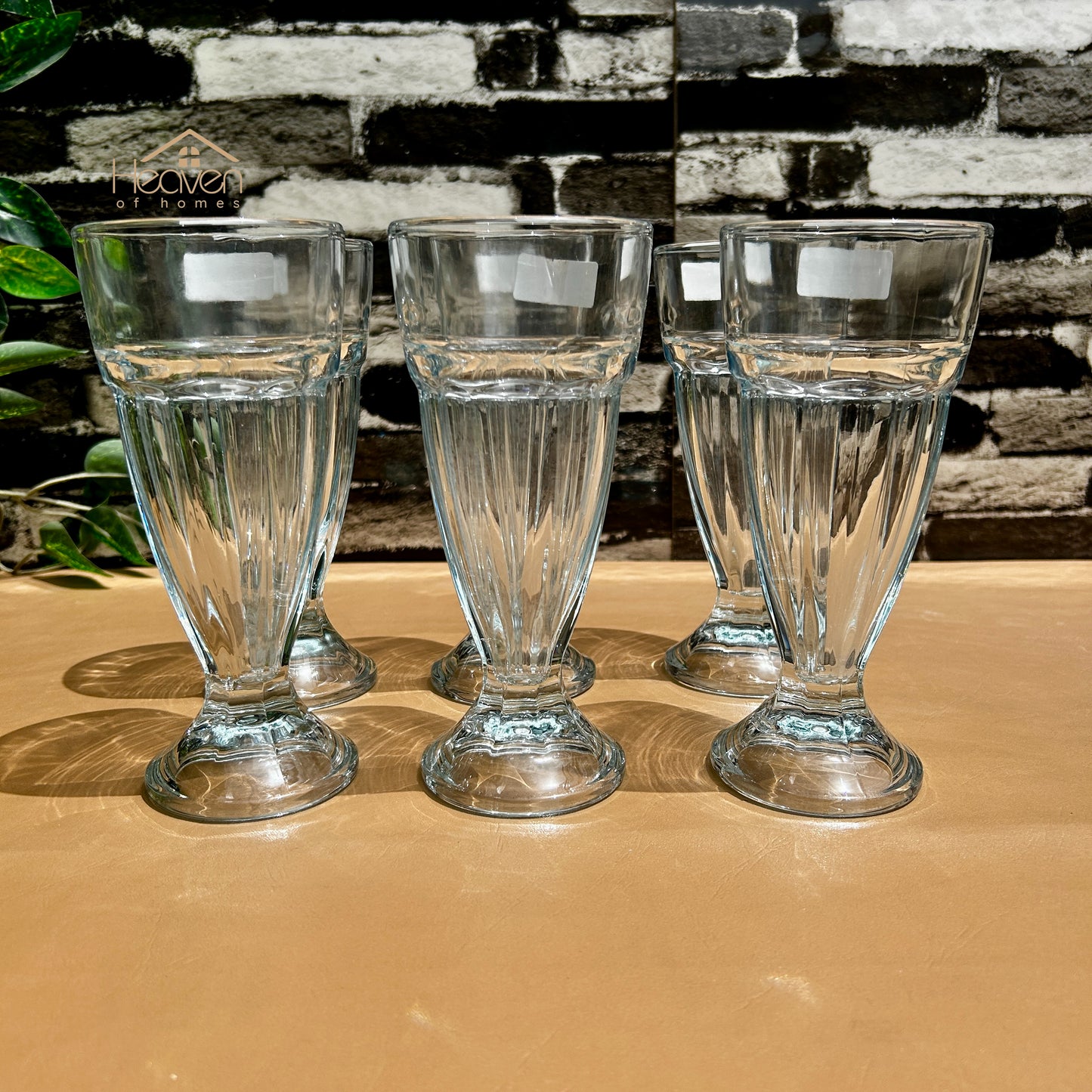 Delisoga® Set of 6 Clear Falooda Glasses Drinking Tumblers – 300ml | Water, Juice & Beverage Glassware BQL027