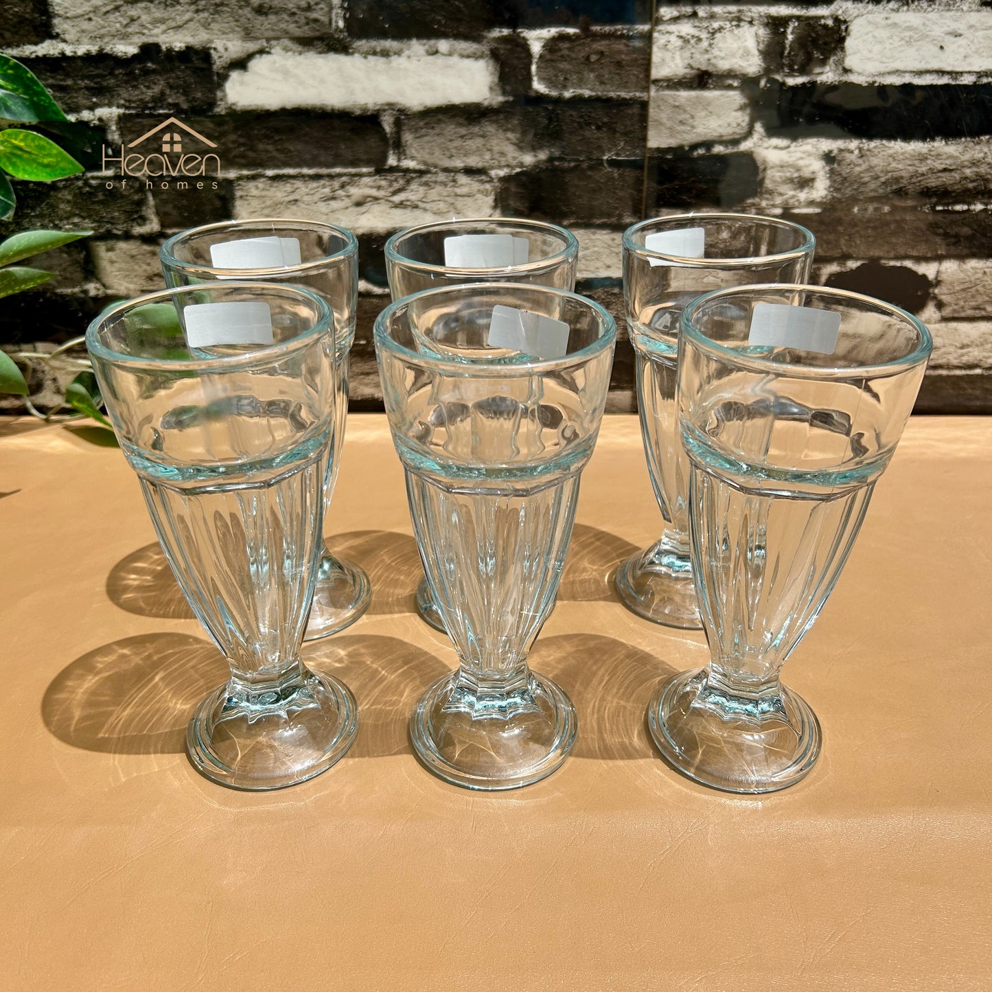 Delisoga® Set of 6 Clear Falooda Glasses Drinking Tumblers – 300ml | Water, Juice & Beverage Glassware BQL027