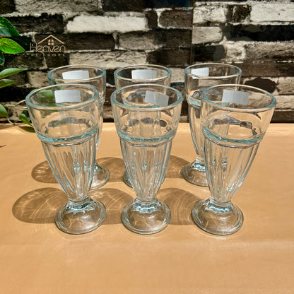 Delisoga® Set of 6 Clear Falooda Glasses Drinking Tumblers – 300ml | Water, Juice & Beverage Glassware BQL027
