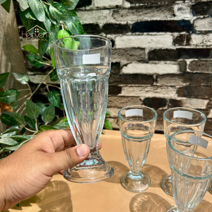 Delisoga® Set of 6 Clear Falooda Glasses Drinking Tumblers – 300ml | Water, Juice & Beverage Glassware BQL027