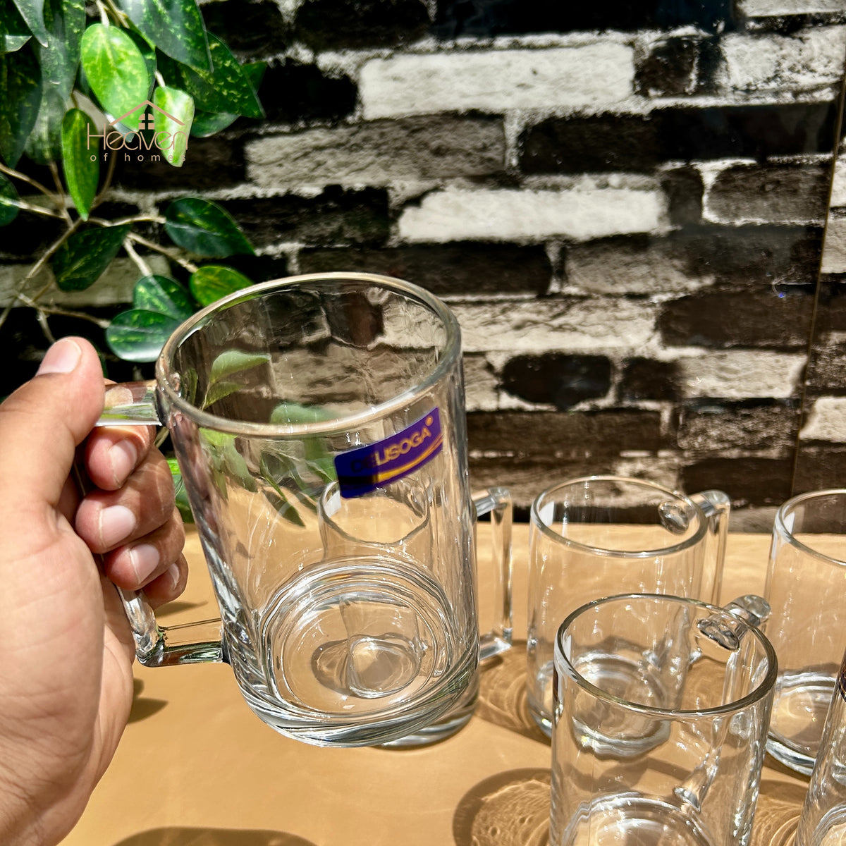 Delisoga® Set of 6 Clear Glass Juice Mugs – 480ml Beverage & Milkshake Cups - ZB375