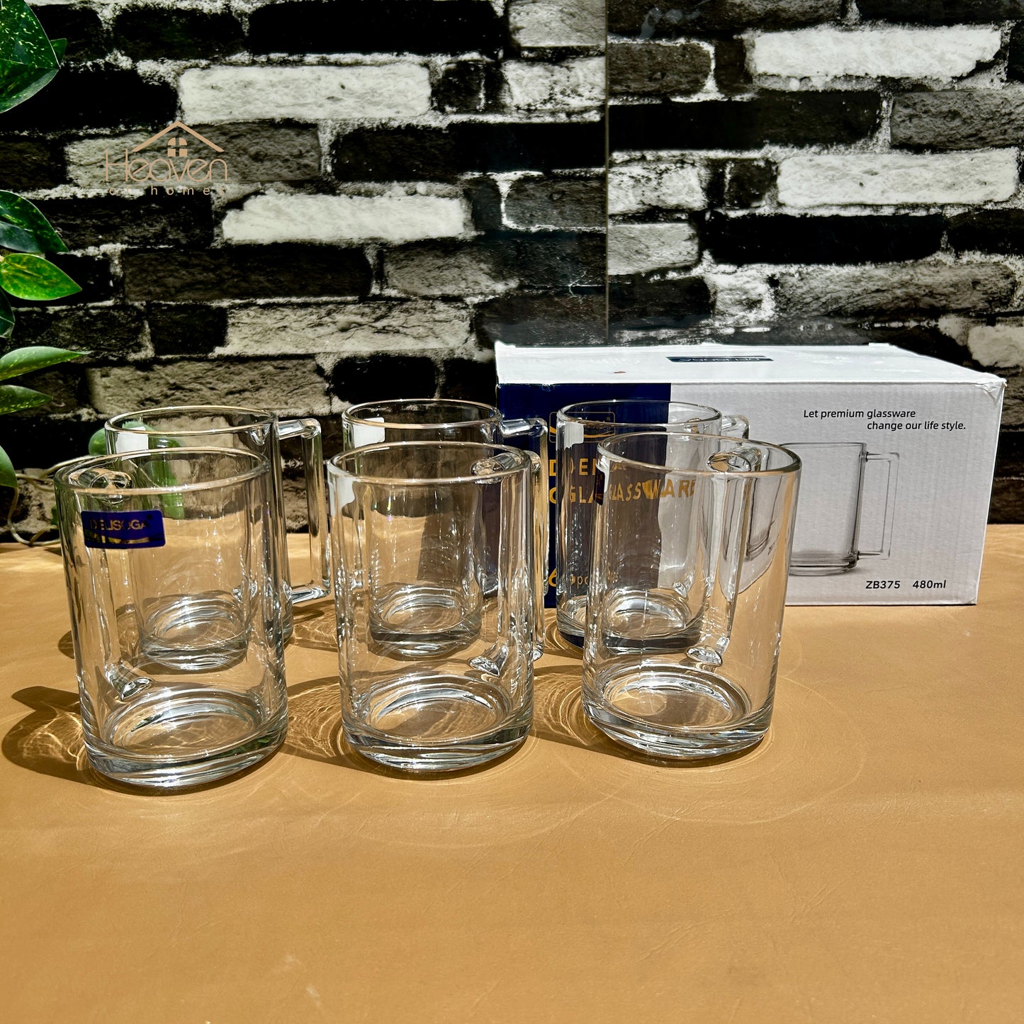 Delisoga® Set of 6 Clear Glass Juice Mugs – 480ml Beverage & Milkshake Cups - ZB375