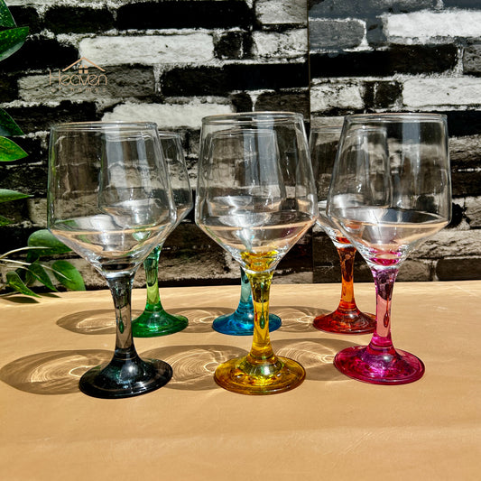 Heaven® Set of 6 Multi-Color Wine Glass - 400ML | Colorful Drinking Glasses