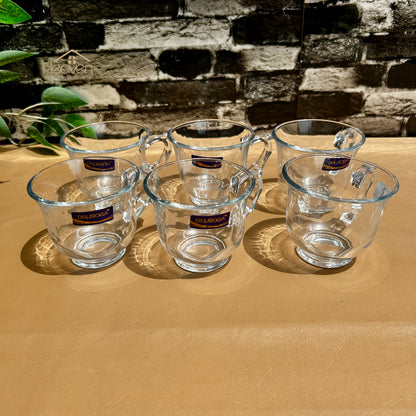 Delisoga® 6-Piece Glass Cup & Saucer Set – Elegant Clear Design for Tea & Coffee Lovers CF036/L12