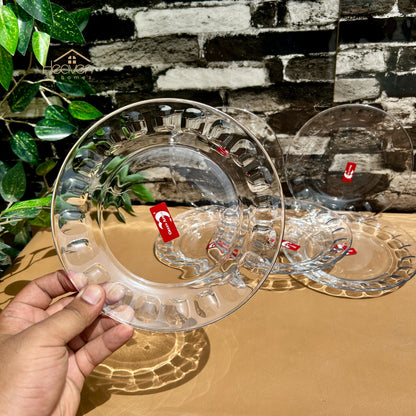 Deli® Set of 6 Clear Glass Quarter Plates | Perfect for Snacks & Desserts 7.5 inches