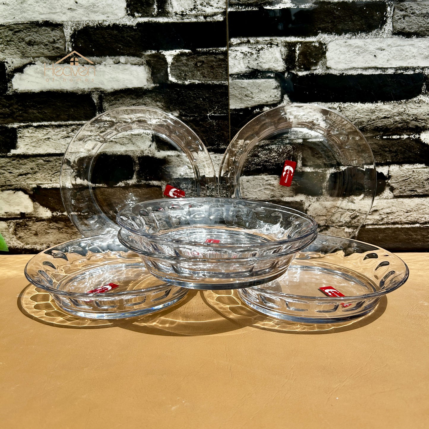 Deli® Set of 6 Deep Soup and Nihari Plates Clear Glass Dinner Plates 7.5 Inches