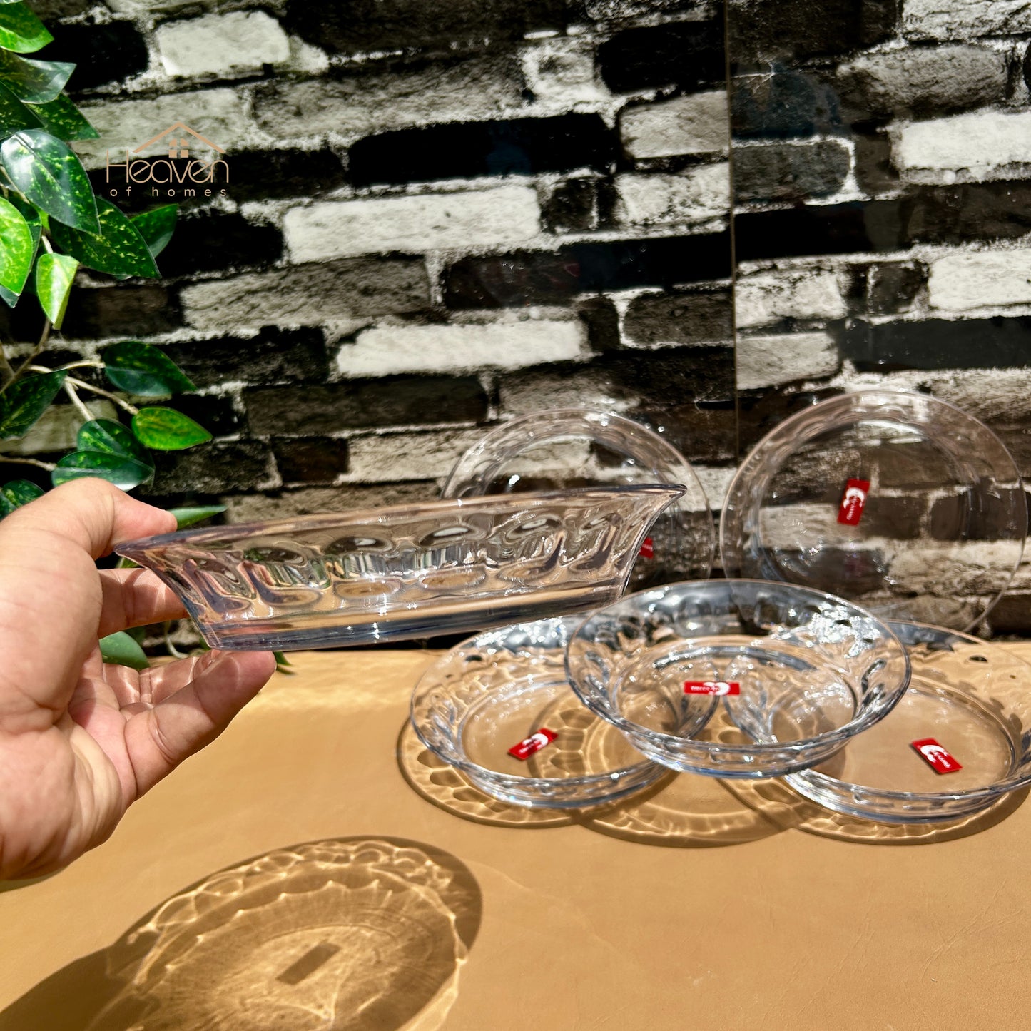 Deli® Set of 6 Deep Soup and Nihari Plates Clear Glass Dinner Plates 7.5 Inches