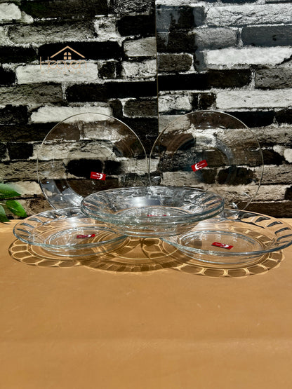 Deli® Set of 6 Deep Plates – Clear Glass Plates - 9 Inches