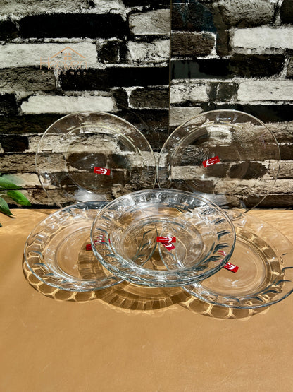 Deli® Set of 6 Deep Plates – Clear Glass Plates - 9 Inches
