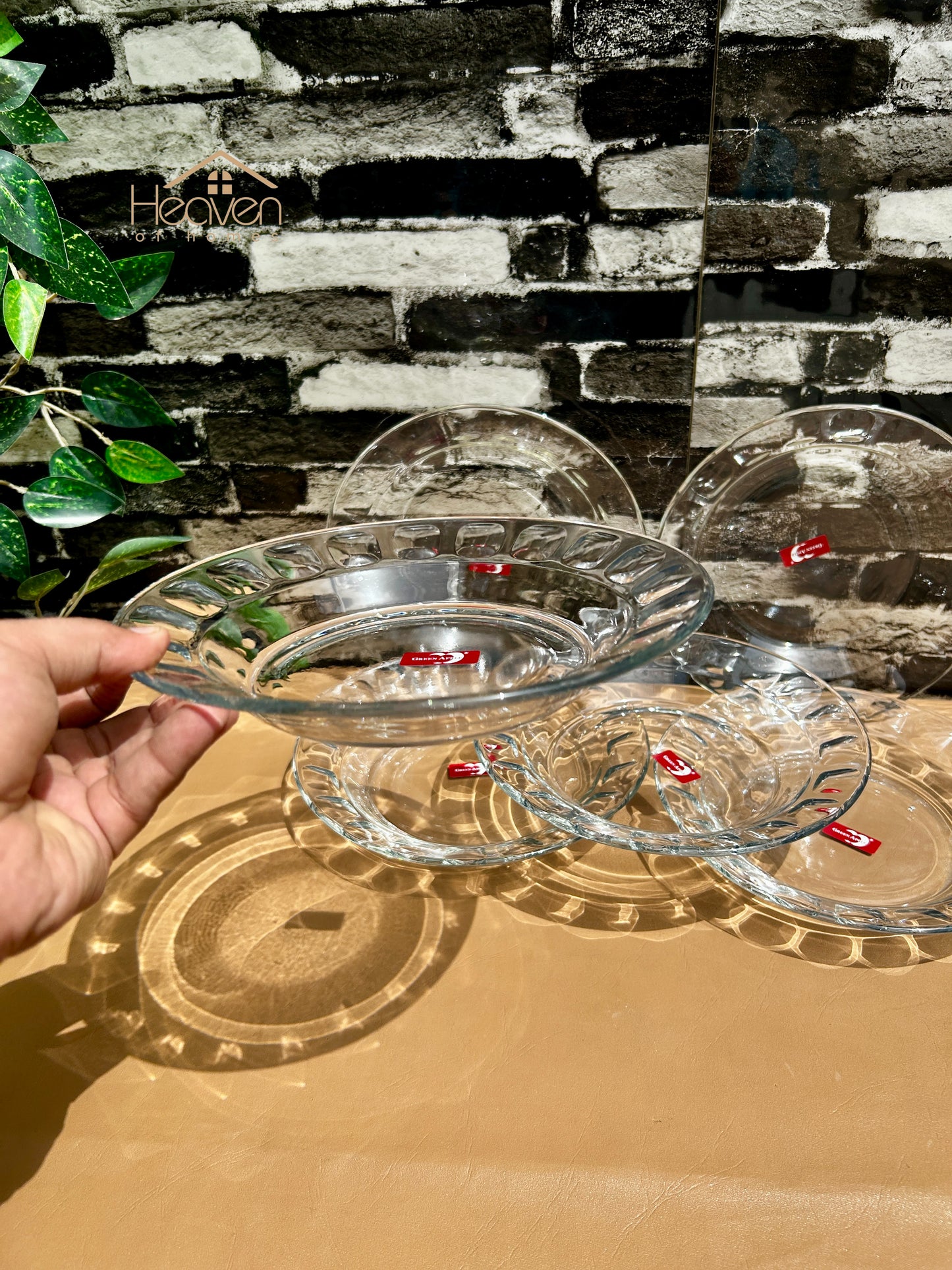 Deli® Set of 6 Deep Plates – Clear Glass Plates - 9 Inches