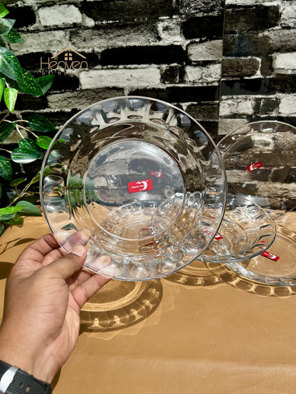 Deli® Set of 6 Deep Plates – Clear Glass Plates - 9 Inches