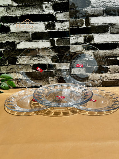 Deli® Set of 6 Round Clear Glass Rice Plates | 9 Inches