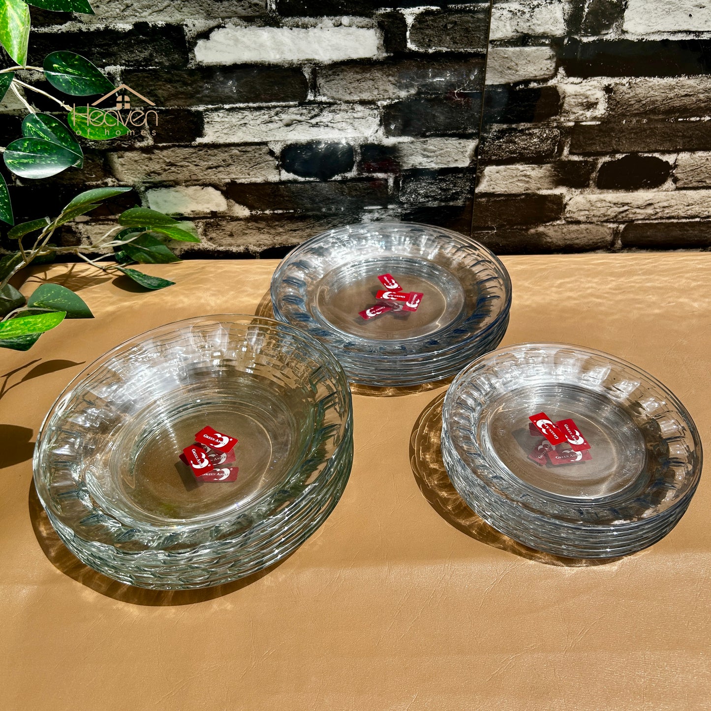 Deli ® 18-Piece Clear Glass Dinner Plate Set – 6 Rice Plates, 6 Quarter Plates & 6 Deep Soup Plates