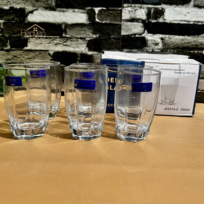 Delisoga® 6-piece 335 ML Transparent Drinking Glasses – For Home & Dining Js5216-2