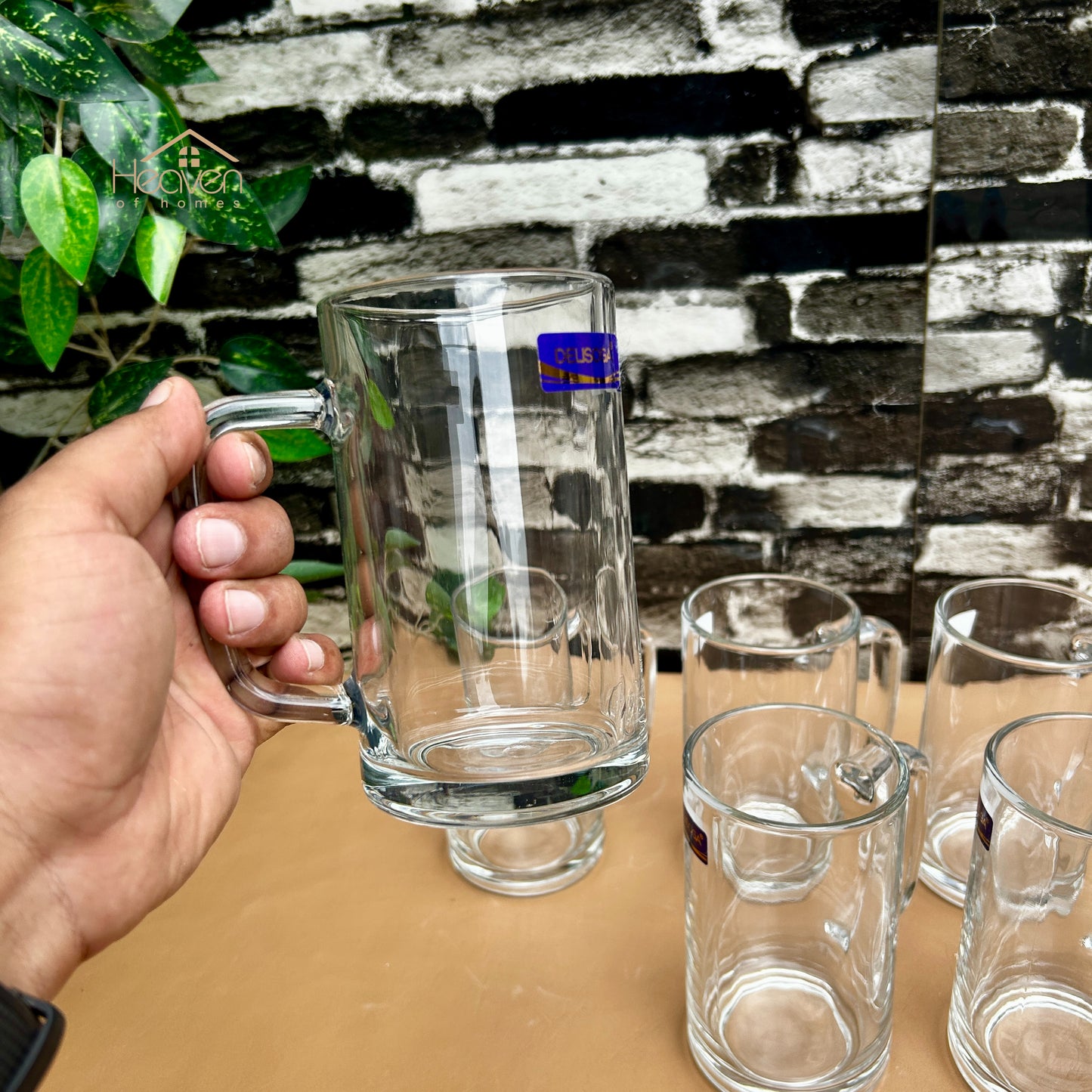 Delisoga® 6-Piece Clear Glass Juice Mug Set – 480ml Clear Mugs for Juice, Milkshake & Beverages ZB02-480