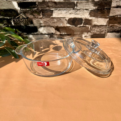 Deli® 1-piece 1.26 Litre Round Tempered Glass Bowl with Transparent Lid - EB2007