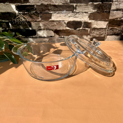 Deli® 1-piece 1 Liter Round Tempered Glass Bowl with Transparent Lid - EB2008