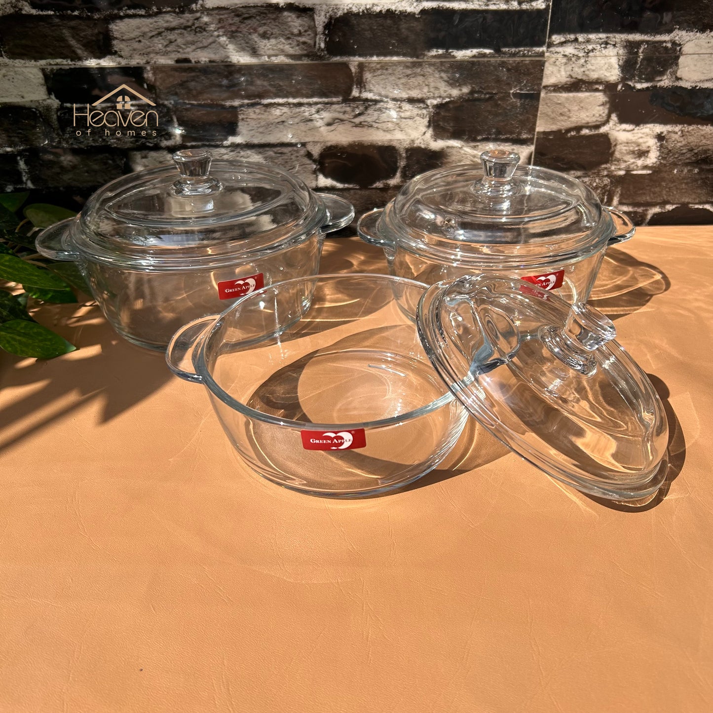 Deli® Set of 3 Tempered Glass Bowls with Transparent Lids – Durable, Stylish & Multi-Purpose