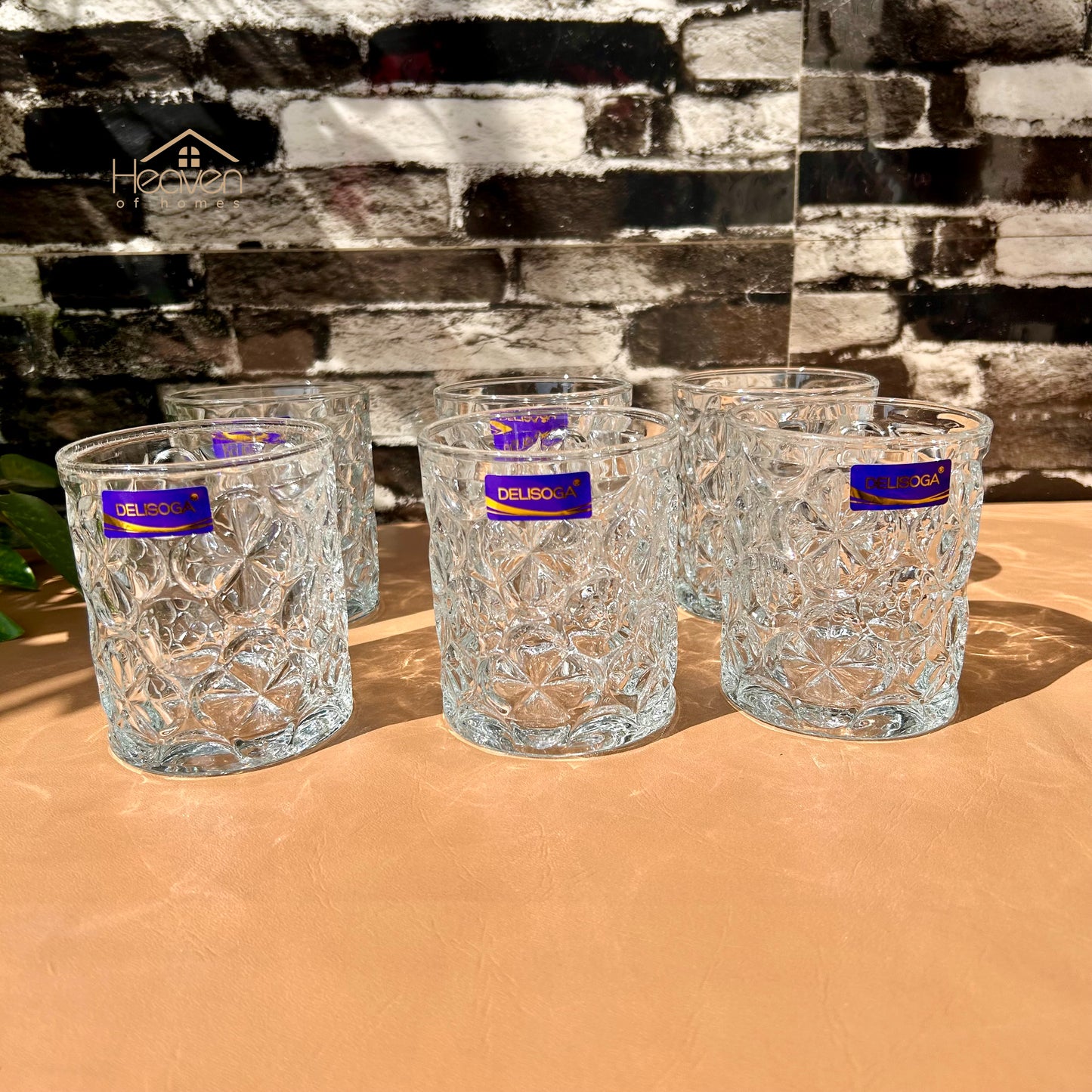 Delisoga® Set of 6 Clear Glass Drinking Tumblers – Water, Juice & More | 340ml Premium Glassware DSKB011