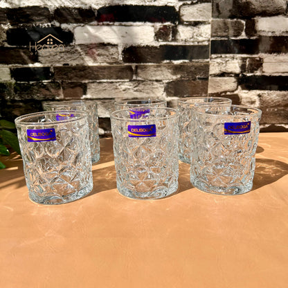 Delisoga® Set of 6 Clear Glass Drinking Tumblers – Water, Juice & More | 340ml Premium Glassware DSKB011