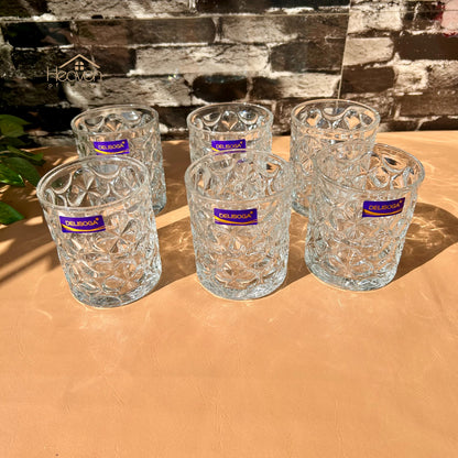 Delisoga® Set of 6 Clear Glass Drinking Tumblers – Water, Juice & More | 340ml Premium Glassware DSKB011