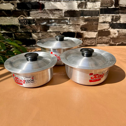 Heaven® Silver Steel Cooking Pot – Light Weight & Long-Lasting Set of 3