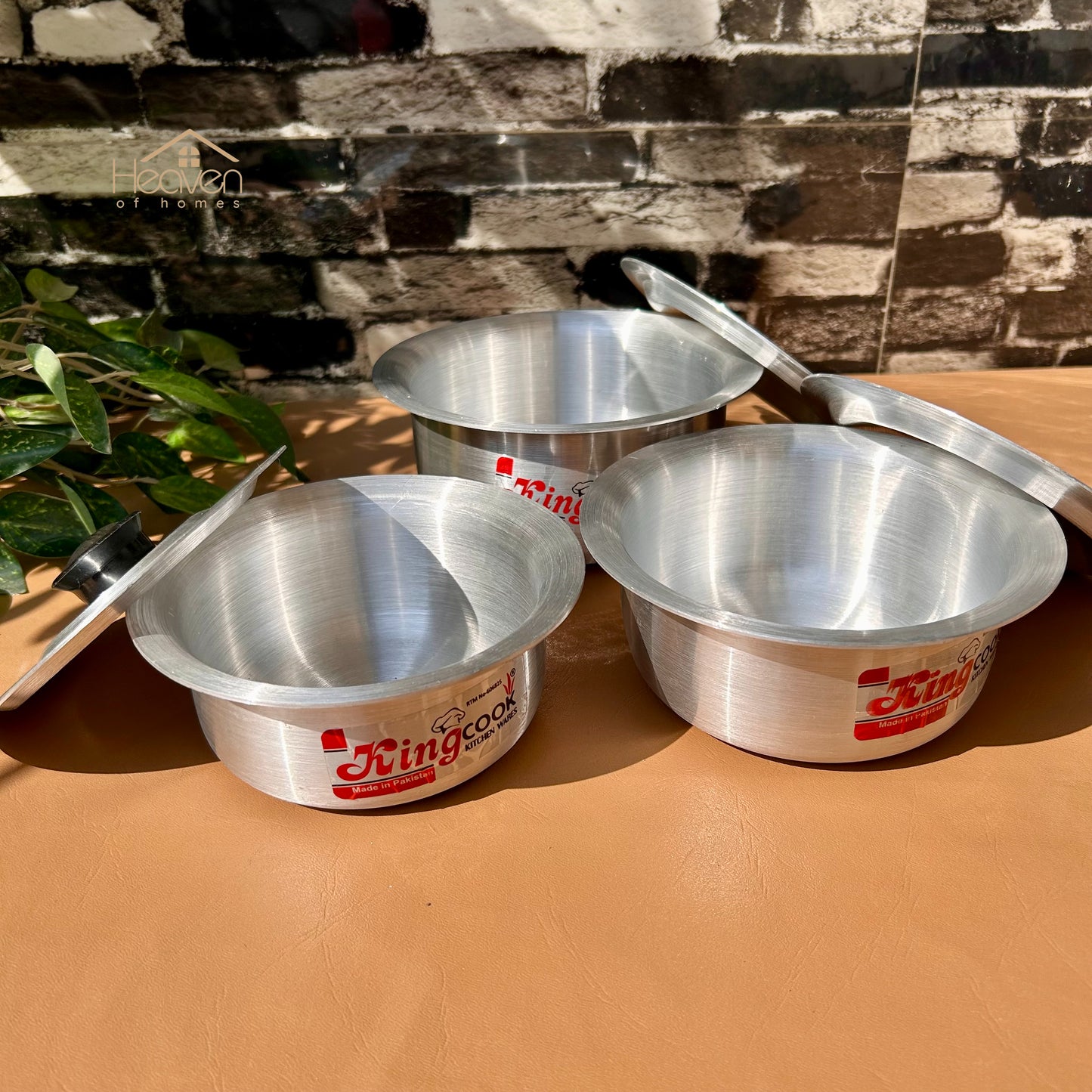 Heaven® Silver Steel Cooking Pot – Light Weight & Long-Lasting Set of 3