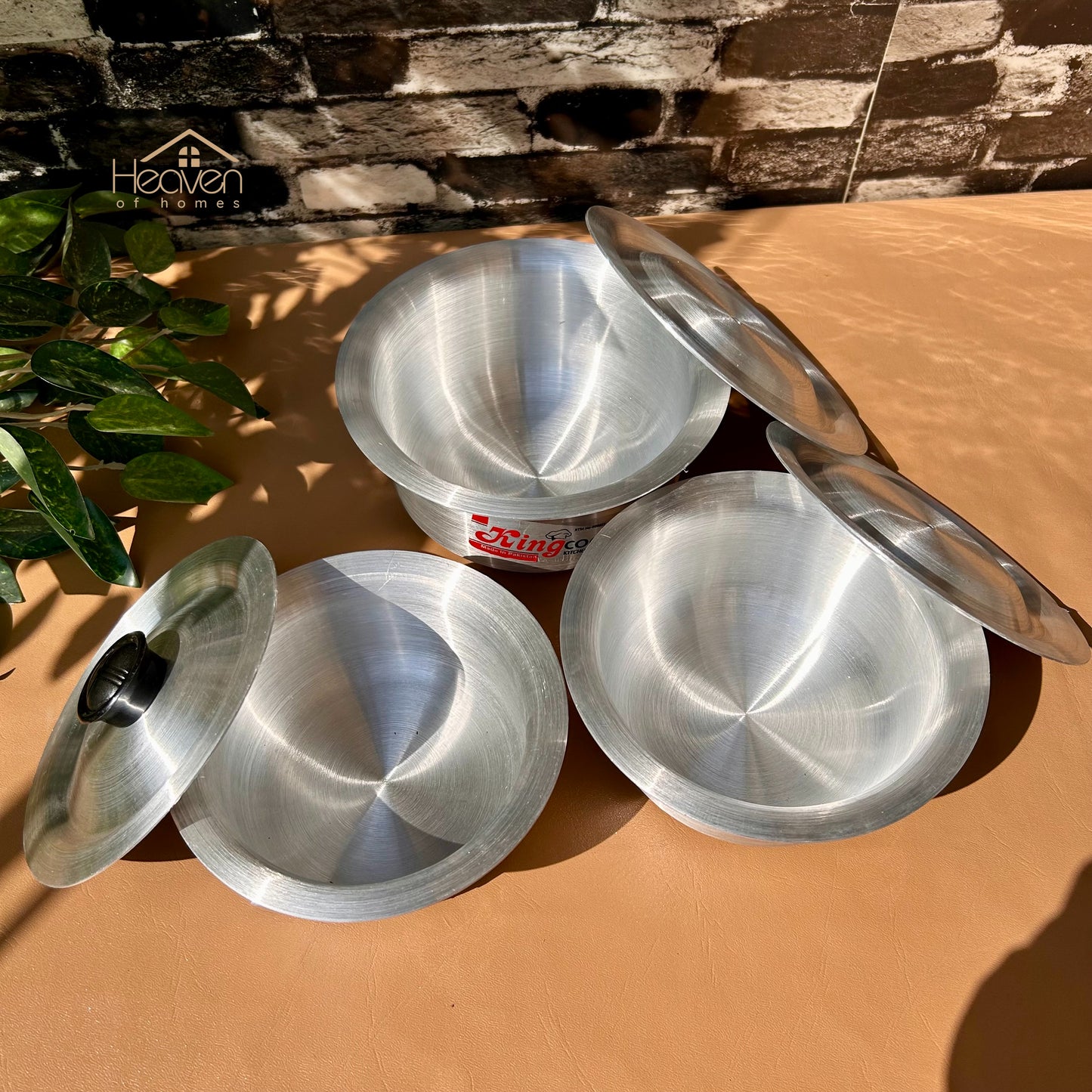 Heaven® Silver Steel Cooking Pot – Light Weight & Long-Lasting Set of 3