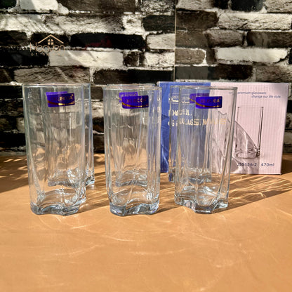 Delisoga® 6-Peice 470 ml Glass Tumblers – Transparent Glasses for Daily Use - JS5156-2