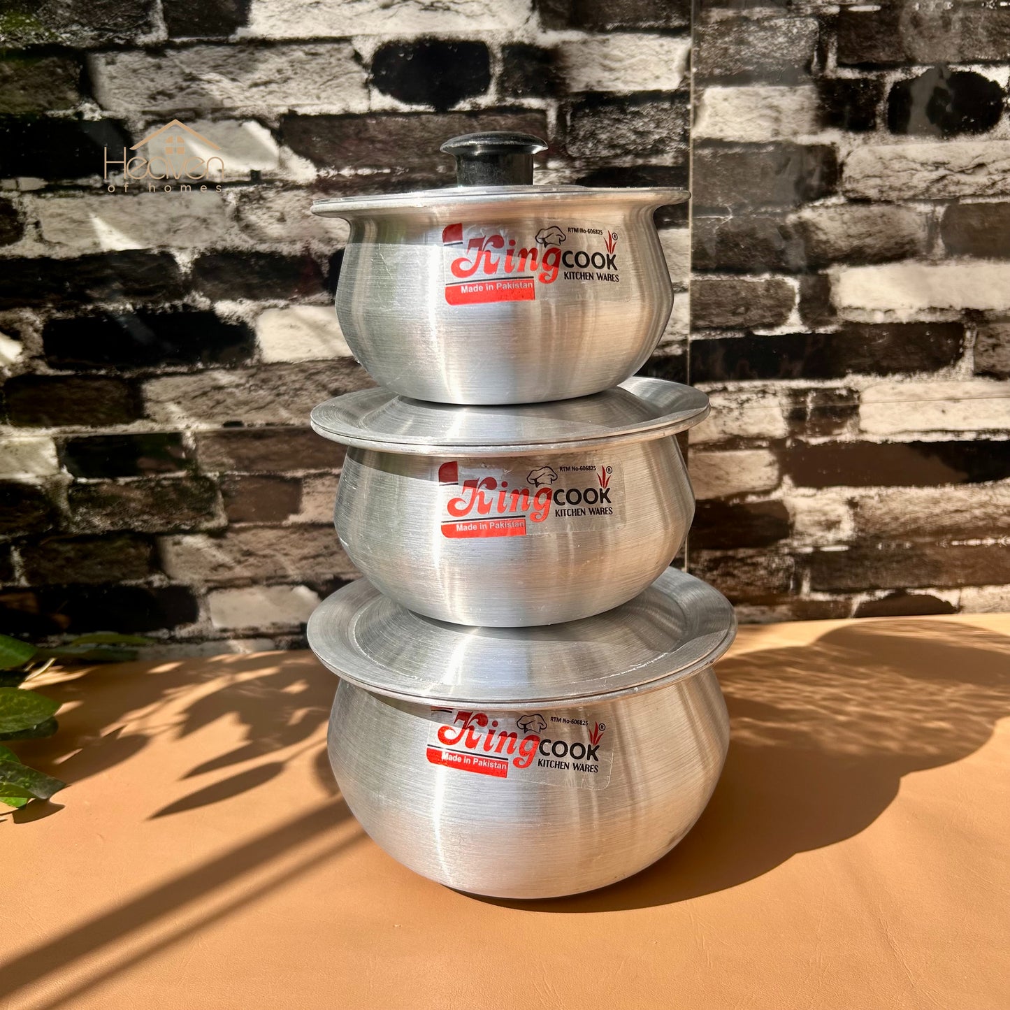 Heaven® King Silver Steel Deep Handi – Light Weight & Long-Lasting Stock Pots Set of 3