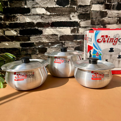 Heaven® King Silver Steel Deep Handi – Light Weight & Long-Lasting Stock Pots Set of 3