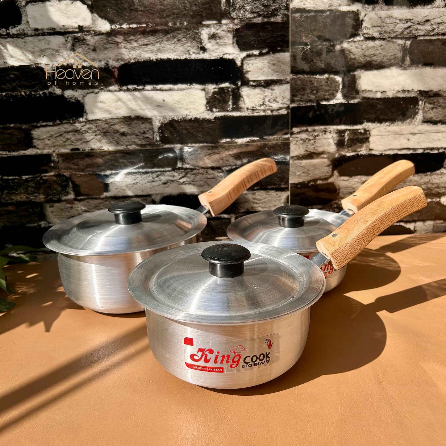 Heaven® Premium Silver Steel Saucepan – Heavy-Duty Kitchen Essential Set of 3