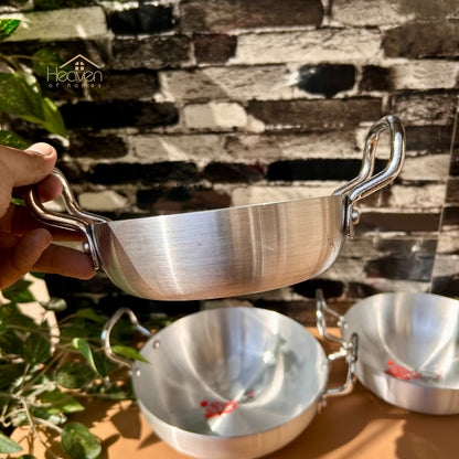 Heaven® Light -Weight Silver Steel Karahi – Durable Cookware Set of 3