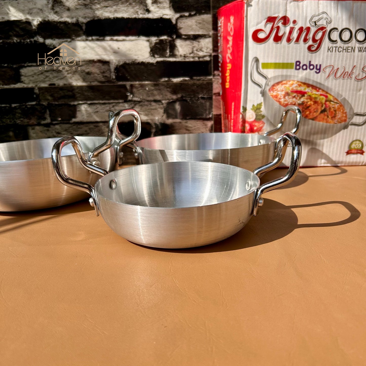 Heaven® Light -Weight Silver Steel Karahi – Durable Cookware Set of 3