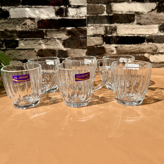 Delisoga® Set of 6 250ml Clear Glass Mug – ZB202-150