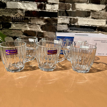 Delisoga® Set of 6 250ml Clear Glass Mug – ZB202-150
