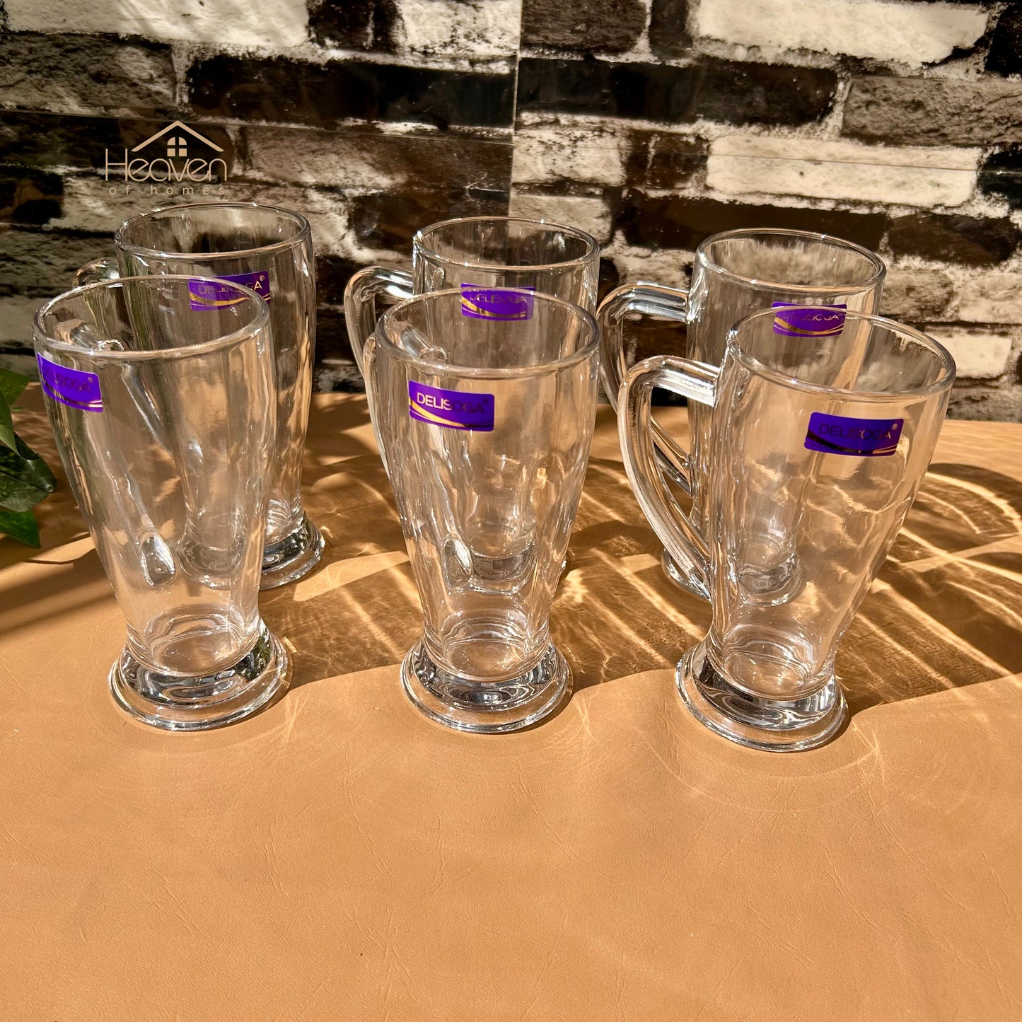 Delisoga® 6-Piece Juice & Milkshake Glass Mug Set – 430ml Fine Clear Glassware ZB438