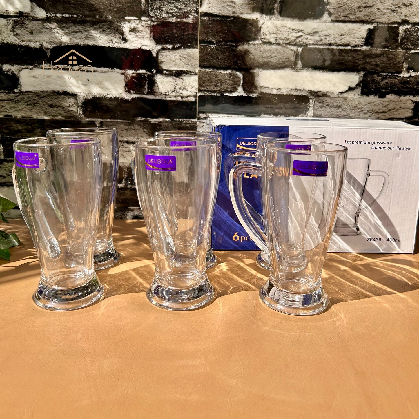 Delisoga® 6-Piece Juice & Milkshake Glass Mug Set – 430ml Fine Clear Glassware ZB438