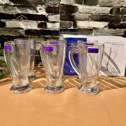 Delisoga® 6-Piece Juice & Milkshake Glass Mug Set – 430ml Fine Clear Glassware ZB438