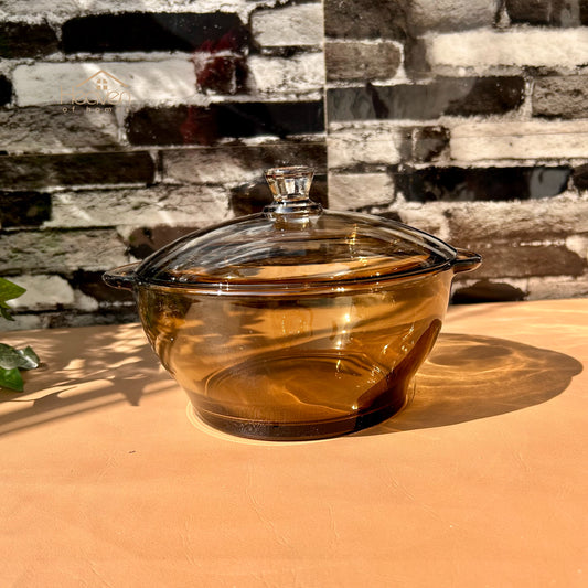 Delisoga® 1-piece Brown Glass Round Tempered Glass Bowl with Transparent Lid