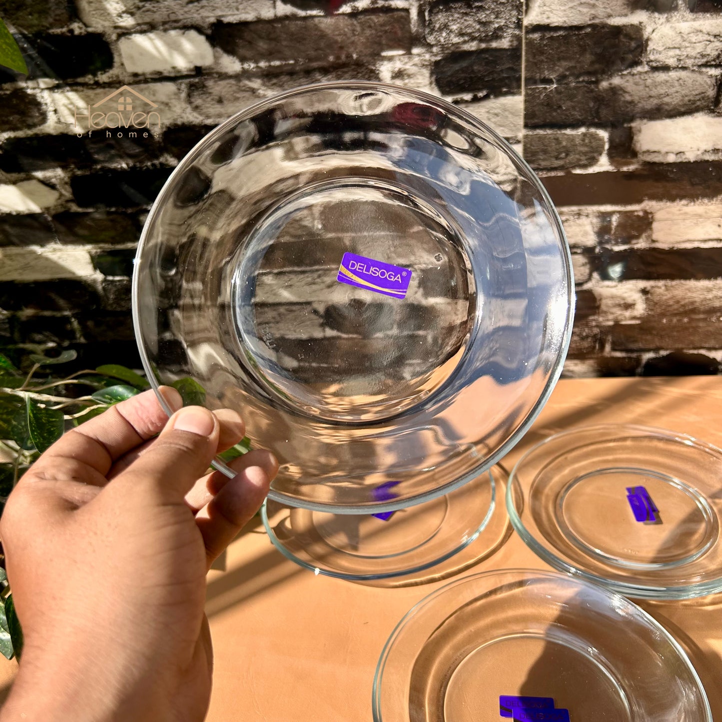Delisoga® Set of 6 Clear Glass Quarter Plates 7" – Durable Tableware