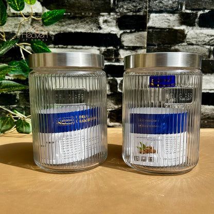 Delisoga® 2-Piece 1.22L Lining Glass Jar Set with Steel Lids – Airtight Storage Containers for Kitchen & Home