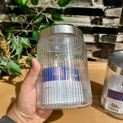 Delisoga® 2-Piece 1.22L Lining Glass Jar Set with Steel Lids – Airtight Storage Containers for Kitchen & Home