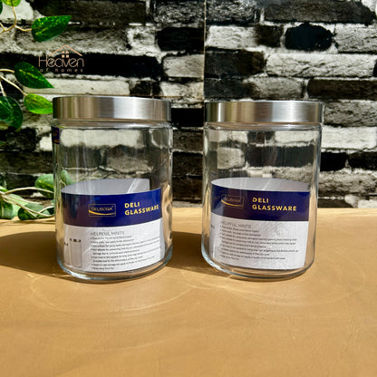 Delisoga® 2-Piece 1.22L Plain Glass Jar Set with Steel Lids – Airtight Storage Containers for Kitchen & Home