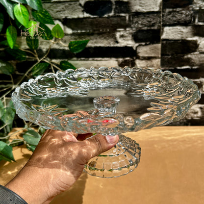 Heaven Glass Cake Stand – 9.5 Inches | Elegant & Durable Display for Cakes