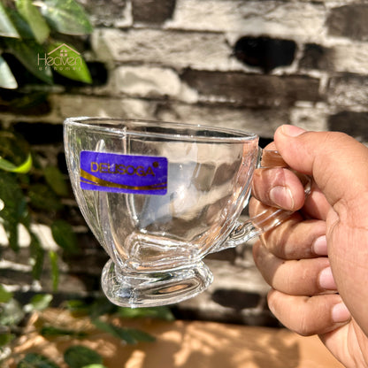 Delisoga® Set of 6 Clear Glass Tea Mugs – 205 ml Transparent Cups for Hot Beverages Zb266-200